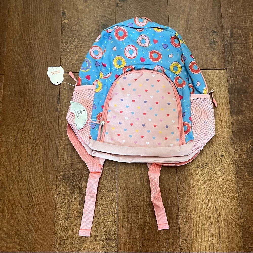 backpack donuts hearts blue pink kids youth children NWT NEW